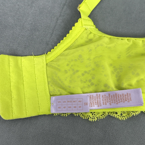 Savage X Fenty Alien Animal Unlined Lace Plunge Bra 42G Neon Lime Green U/W - Picture 7 of 7